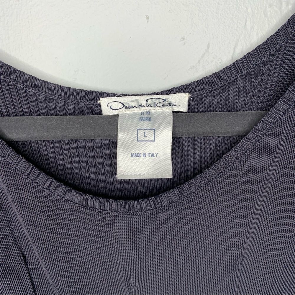 Sz Large Oscar De La Renta Navy Drop Waist Dress - Picture 3 of 11